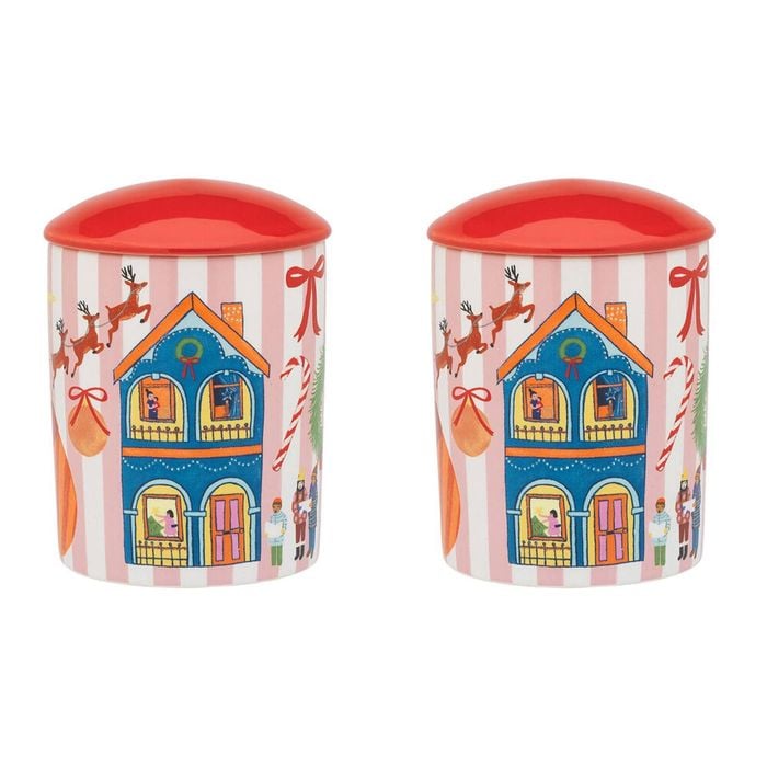 2PK Porto Night Before Ceramic Soy Wax Candle w/ Lid 70-80hrs 490g Mult
