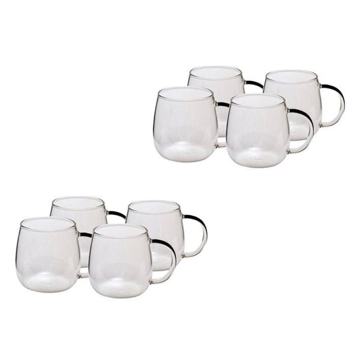 2x 4pc Coffee Culture Arlo 400ml Glass Single Wall Hot/Cold Drink Mug Set Clear