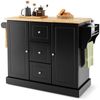 Costway Kitchen Island Cart Hidden Wheels Black