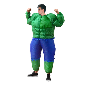 Adult Fan Inflatable Green Muscle Man Party Costume Halloween Hulk Superhero - Green/Blue