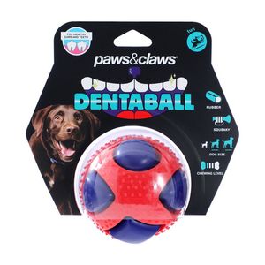 Paws And Claws Dentaball Pet Dog Toy Sensory Ball Squeaky Dental Care 8.5cm