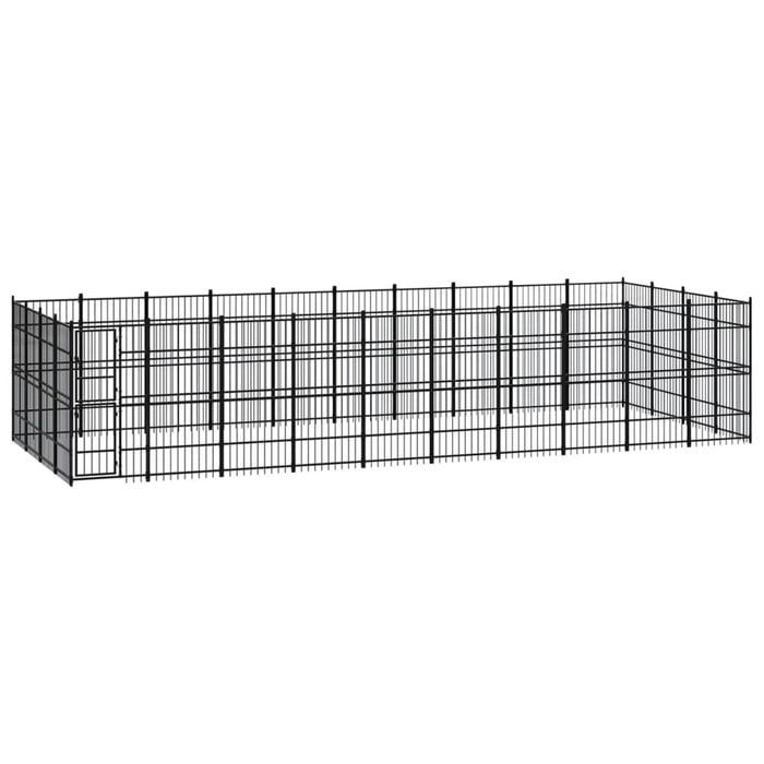 vidaXL Outdoor Dog Kennel Steel Garden Puppy Pet Enclosure Supply Cage House