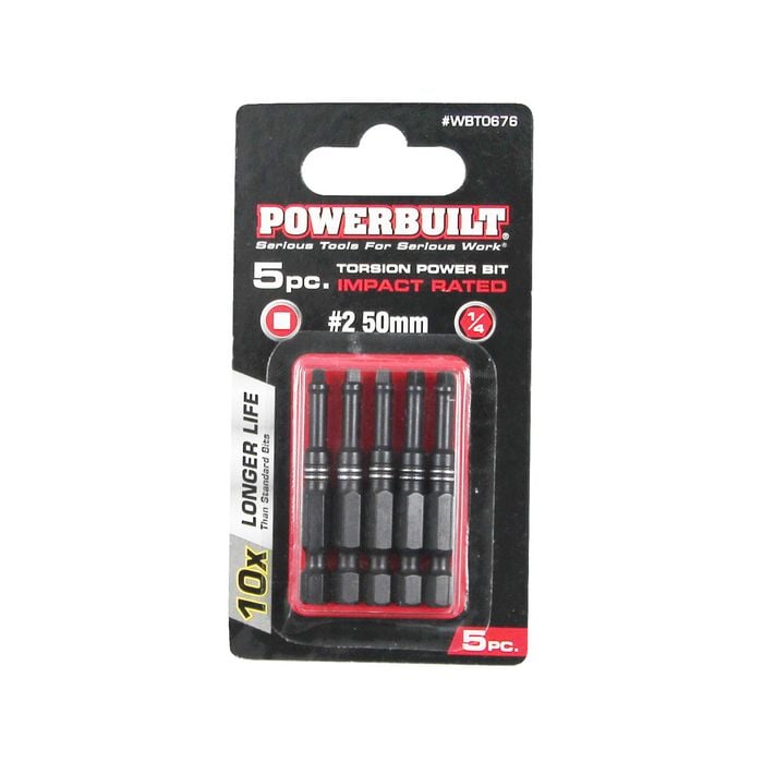 Powerbuilt 1/4 50mm Power Bit 5 Pack 