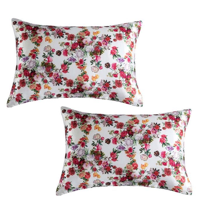 Catzon 2 Pcs Floral Satin Pillowcases for Hair and Skin with Envelope Closure 51 X 92cm