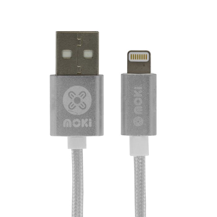 Moki 3M Braided Lightning MFI-Certified to USB iPhone Sync/Charging Cable SLV