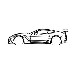 Ignite Laser Chevrolet 2019 C7 Corvette 2Ai Silhouette Metal Wall Art Rustic Metal 23.6inch/60cm