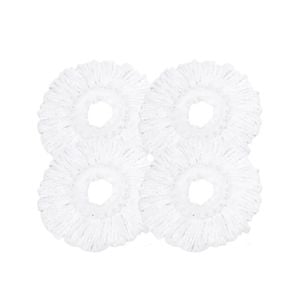 4x Kitchee Microfibre Mop Head Replacement For Kitchee Spin Mop - White Round