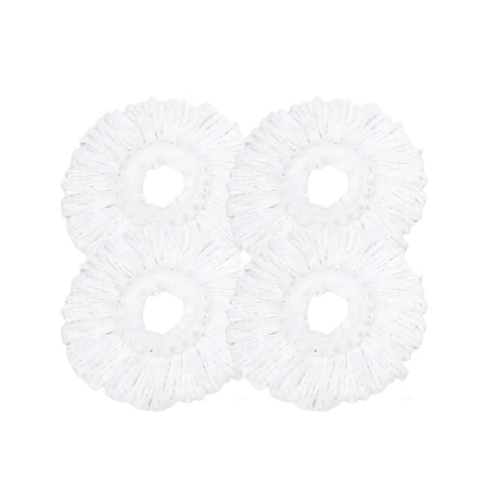 4x Kitchee Microfibre Mop Head Replacement For Kitchee Spin Mop - White Round
