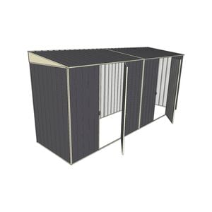 Build-A-Shed 1.2 x 4.5 x 2.0m Skillion Dual Single Hinged Side Doors Shed - Grey