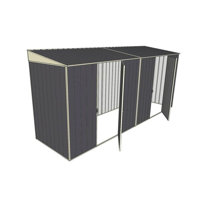 Build-A-Shed 1.2 x 4.5 x 2.0m Skillion Dual Single Hinged Side Doors Shed - Grey