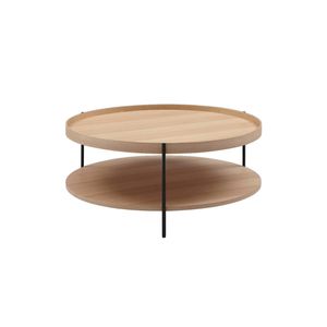 Seek and Ramble Cleo 90cm Round Coffee Table Natural Ash & Black
