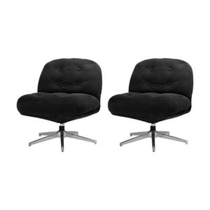 Oikiture 2x Armchair Swivel Lounge Chair Padded Accent Chairs Polyester Black