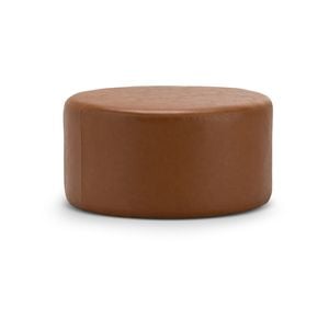 Halle Whiskey Tan Vegan Leather Medium 70cm Round Ottoman Pouf