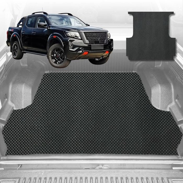6D Diamond Ute Tub Mat for Nissan Navara Dual Cab Pro-4X 2022-Current (with spray on liner or no liner)-Black-Outback GT