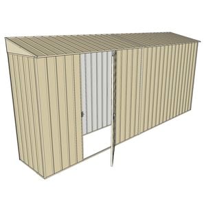 Build-a-Shed 0.8 x 4.5 x 2m Skillion Single Hinged Side Door Shed - Cream
