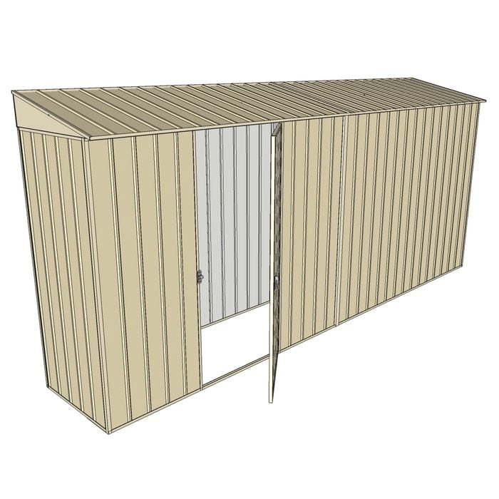 Build-a-Shed 0.8 x 4.5 x 2m Skillion Single Hinged Side Door Shed - Cream