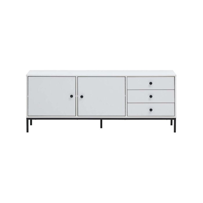 Design Square Urbano Low Sideboard Buffet Unit W/ 2-Doors 3-Drawers - White/Black