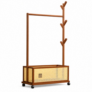 FORET Clothes Rack With Storage Basket, 80cm Garment Rail On Wheels