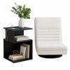 Artiss Swivel Floor Chair And Bedside Table With Charging Station Set