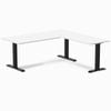 Desky Fixed Height White Melamine L-shape Office Desk 1800x1750mm Matte Black Frame