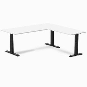 Desky Fixed Height White Melamine L-Shape Office Desk 1800x1750mm Matte Black Frame