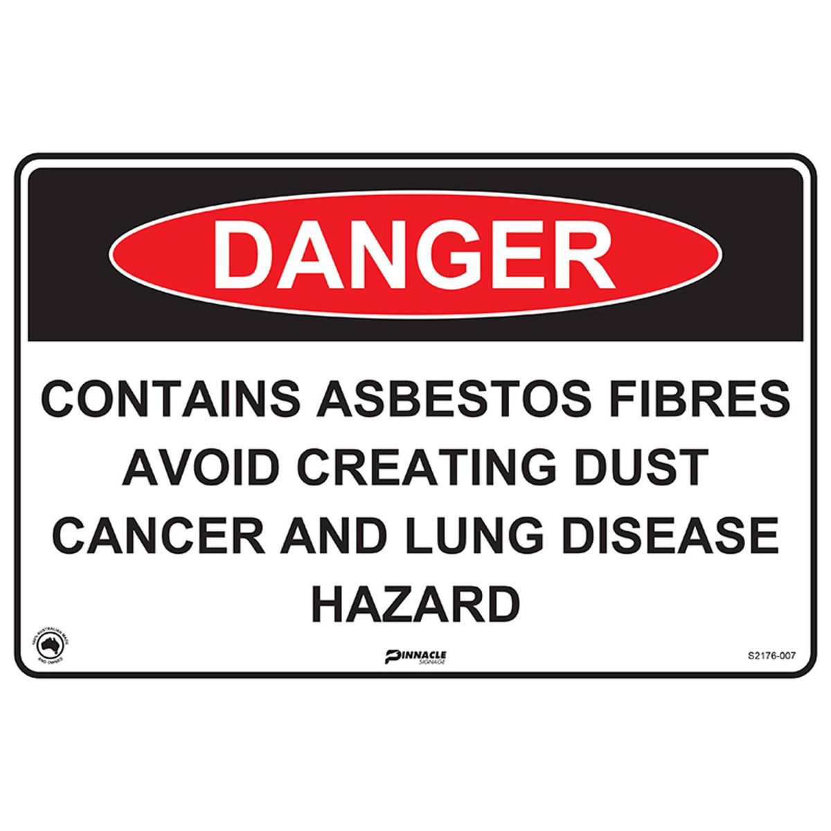 Pinnacle 300 x 200mm Metal Danger Contains Asbestos Avoid Creating Dust ...