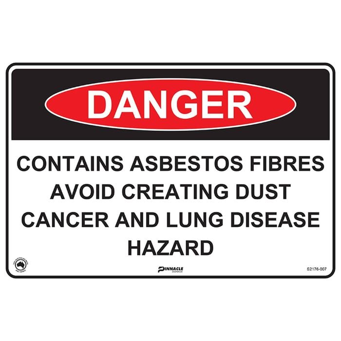 Pinnacle 300 x 200mm Metal Danger Contains Asbestos Avoid Creating Dust Sign