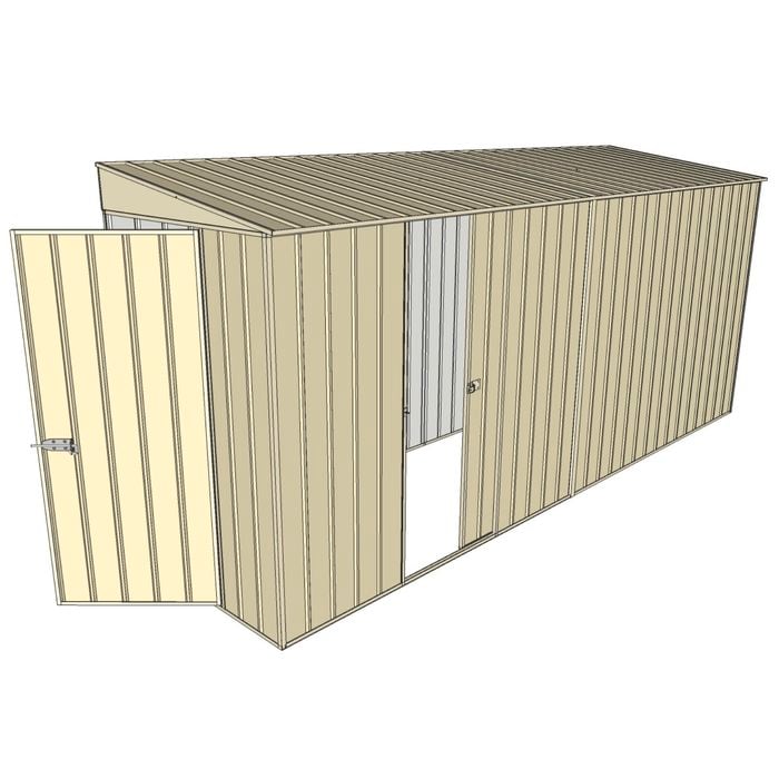 Build-A-Shed 1.2 x 4.5 x 2.0m Skillion Single Sliding Side Door Shed - Cream