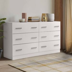 Homfurn 6-drawer Tallboy Chest Of Drawers Storage Dresser For Bedroom Hallway & Living Room