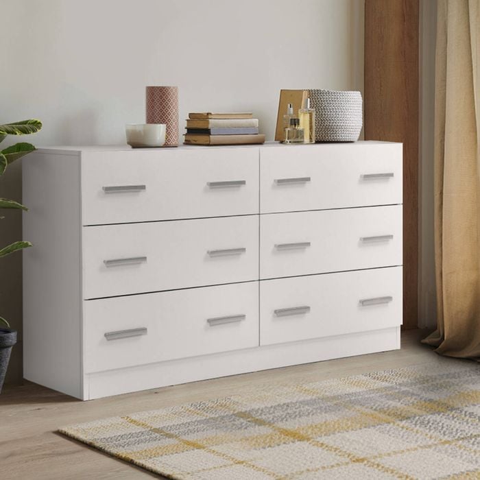 Homfurn 6-drawer Tallboy Chest Of Drawers Storage Dresser For Bedroom Hallway & Living Room