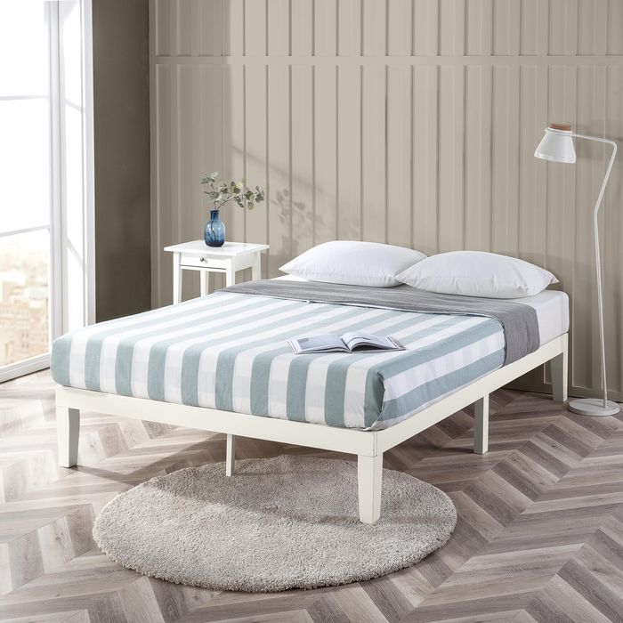 Zinus King Single Moiz Timber Wood Bed Frame Base - White
