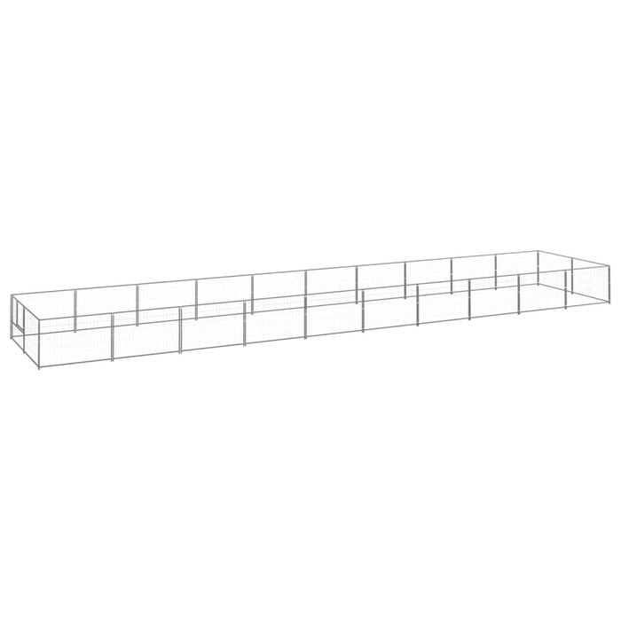 vidaXL Dog Kennel Silver Steel Outdoor Puppy Enclosure Dog Pet Supply Cage