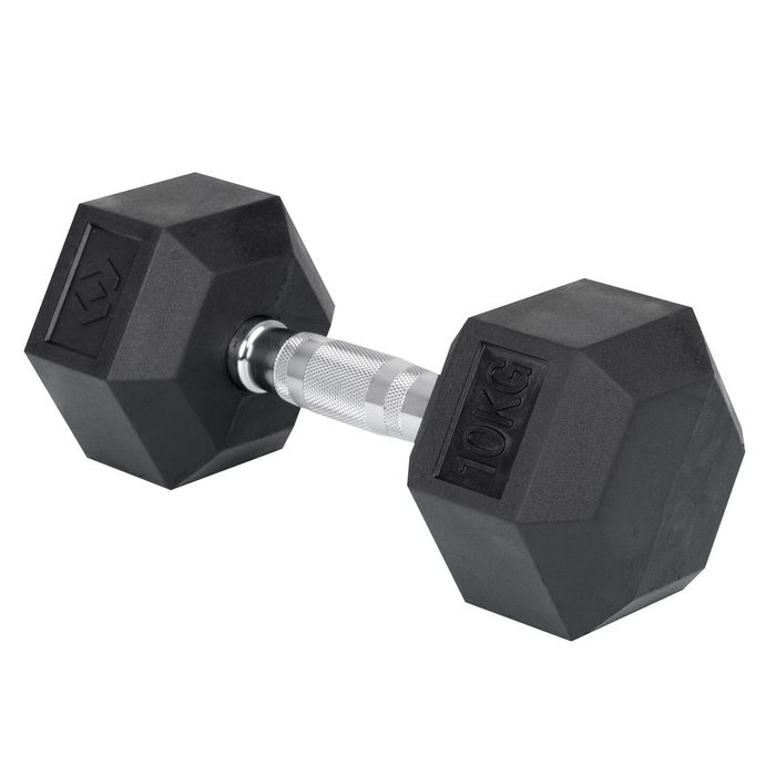 Ultimate 318 x 137 x 118mm 10kg Black with Chrome Handle Hex Dumbbell