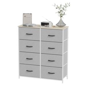 Advwin 8 Chest Of Drawers Storage Cabinet Fabirc Drawers Light Grey