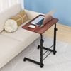 Homfurn Adjustable Side Table – 60cm, Mobile C-stand With Wheels, Height Adjustable 66-91cm, Dark Wood