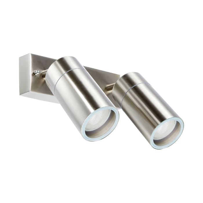 Brilliant Stainless Steel Coolum Exterior 2 Head Wall Light