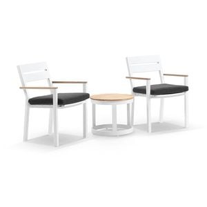 Capri Patio Balcony Set Side Table White & Denim Grey Cushions