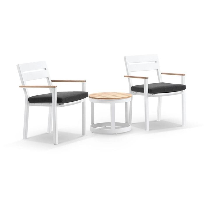 Capri Patio Balcony Set Side Table White & Denim Grey Cushions