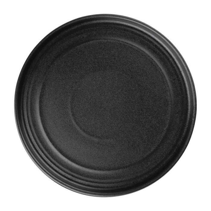 Olympia Cavolo Flat Round Plate Textured Black 220mm 6 Pack Dinnerware
