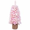 Costway 90cm Pink Mini Christmas Tree Pre-Decorated Snow Flocked Xmas Tree Cotton