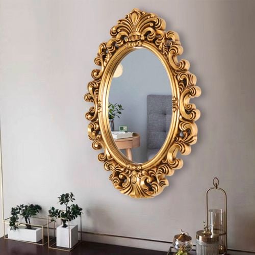 Best World 74cmx54cm Gold Oval Baroque Classic Mirror
