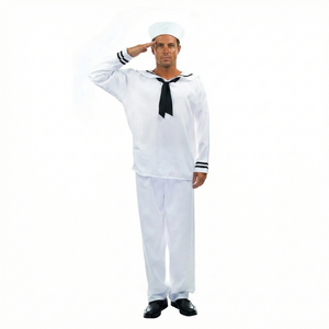 S Sailor Costume Fancy Dress White Navy Captain Party Halloween One Size