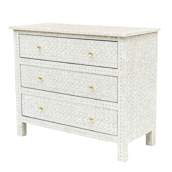 Mother of Pearl Chest Black & White Inlay Finish