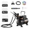 VEVOR Airbrush Kit Black 1/6 HP 3 Dual-Action 3 Tips Acrylic Paint 2 Fans for Decorating