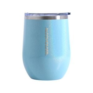 Stemless Vacuum Insulated Wine Tumbler 355ml (12oz) Aqua Mist (Glitter)