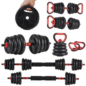 ADVWIN 30kg Adjustable Dumbbells, 5-in-1 Free Weight Set with Connector for Home Gym