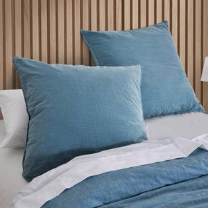 Dreamaker Ryder Denim Style European Pillowcase Mid Wash Indigo Blue Twin Pack
