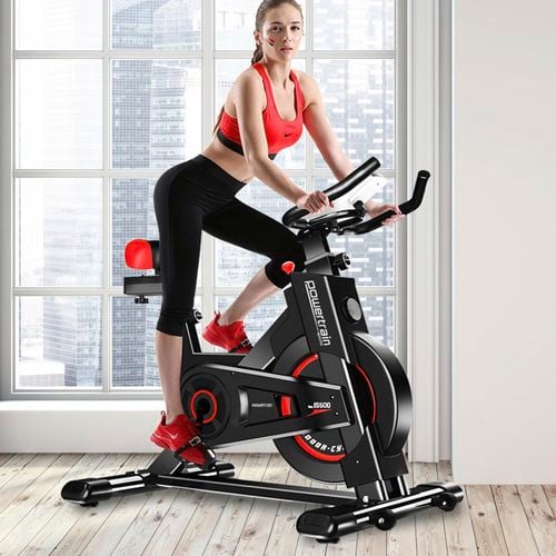 PowerTrain Black IS500 Heavy Flywheel Exercise Spin Bike Bunnings Australia