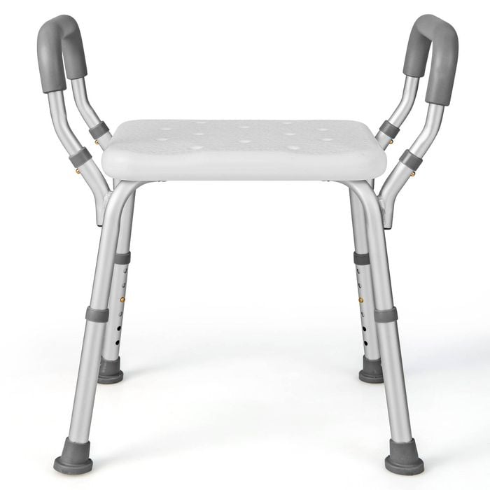 Costway Portable Shower Chair Anti-slip Bath Seat W/arm Bathroom Spa Bathtub