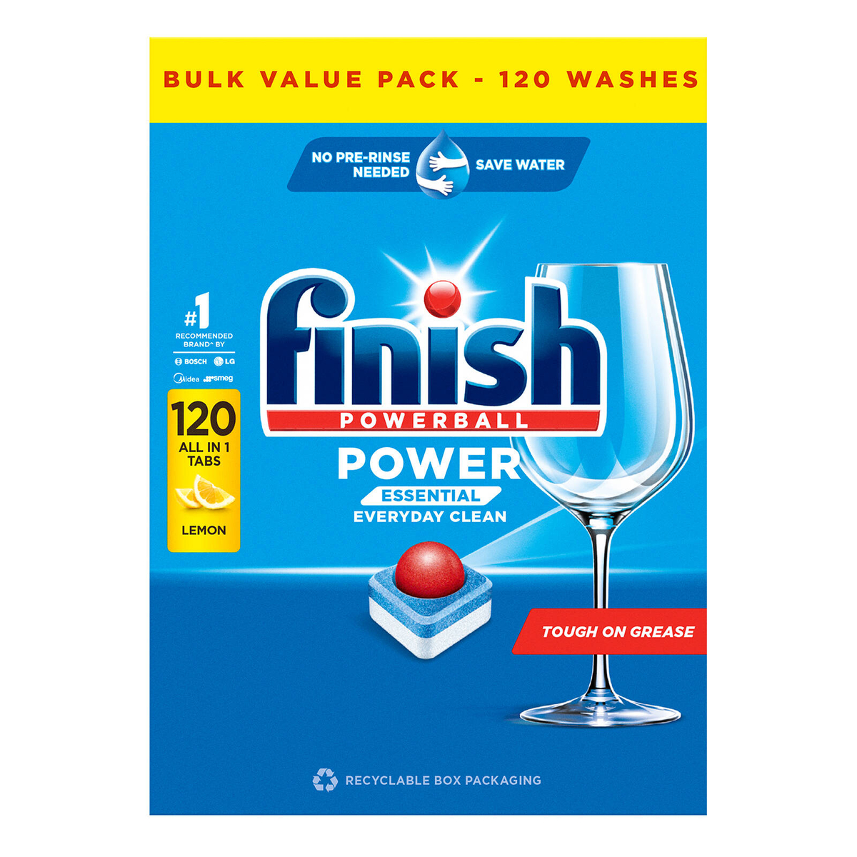 Finish Power Essential Lemon Sparkle Dishwashing Tablets - 120 Pack ...
